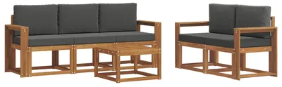 Image de vidaXL Ensemble de canapés d'extérieur avec coussins 6 pièces Nature et Anthracite