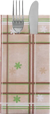 Produktbild von Sovie HORECA Weihnachtsbesteckserviette Tim in Braun-Grün aus Linclass® Airlaid 40 x 40 cm, 100 Stück