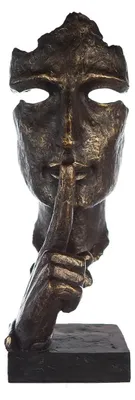 Skulptur Silence, Kunstharz, bronzefarben, antik, 100 cm