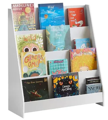 Produktbild von Kinder Bücherregal Holz, Montessori Bücherregal Kinder, Bücherkiste Kinder für Leseecke,Standregal, Mehrzweck Spielzeug Organizer 30x80x88cm Weiß