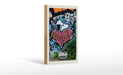 Produktbild von Holzschild Reise 12x18cm Berlin Liebe Graffiti Kunst Street Art