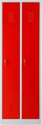Produktbild von Garderobenspind Camel | 2-Fächer| HxBxT 180x60x50 cm | Zylinderschloss | Grau-Rot