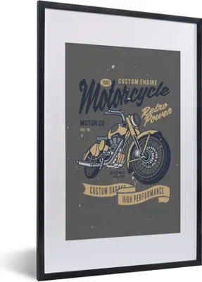 Produktbild von MuchoWow® MuchoWow® Gerahmtes Poster Mancave - Motor - Retro - Illustration 40x60 cm - Poster mit zchwarzem Bilderrahmen - Poster in Rahmen