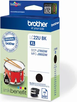 Produktbild von Brother LC22UBK - XL - Schwarz - original - Tintenpatrone - für Brother DCP-J785DW, DCP-J785DWXL, MFC-J985DW, INKvestment Work Smart MFC-J985DW