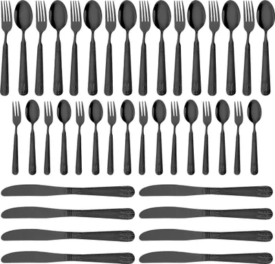 Obrázek produktu pro 40dílná sada příborů z vysoce kvalitní nerezové oceli pro 5 osob, včetně vidličky, nože, lžíce, vhodné do myčky nádobí, sada příborů pro domácnost/hotel/svatbu