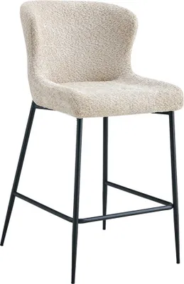 Productafbeelding van Counterstoel LISE - Beige boucléstof - Zwarte metalen poten - Design/industriële stijl
