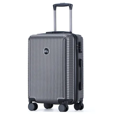 Produktbild von Blade Hartschalen Koffer Mittelgroß - Trolley Leichter Reisekoffer Handgepäck aus ABS mit TSA Schloss - 4 Spinnräder Koffer - Rollkoffer (Grau-L)