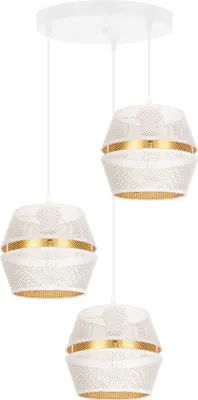 Produktbild von Hängelampe Metall 45 cm breit H: max. 100 cm in Weiß Gold E27 3-flammig Pendelleuchte