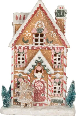 Immagine prodotto di Clayre & Eef Casa di pan di zenzero con LED 17x12x25 cm Plastica marrone