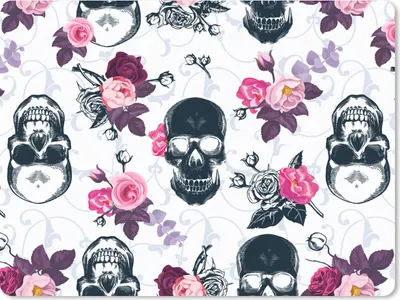 Produktbild von MuchoWow® Mauspad Mousepad Teens - Totenkopf - Rose - Muster 23x19 cm - Mousepads - Maus Mat - Pad - Mausunterlage - Schreibtischunterlage - Mauspad