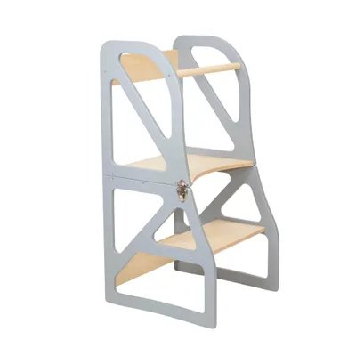 Image de leg&go Tour de Cuisine Transformable en bois Securestep, Tour d’apprentissage 2 en 1, gris