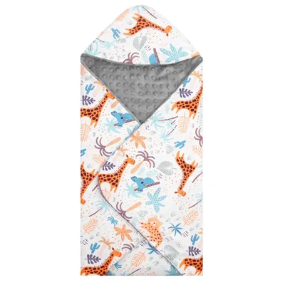 Produktbild von Springos® Einschlagdecke Weiche Decke 77 x 77 cm Kapuze Babyschale Kinderwagen Kindersitz Flauschig Kinderwagen-Ausstattung Kinderdecke Minky-Fleece