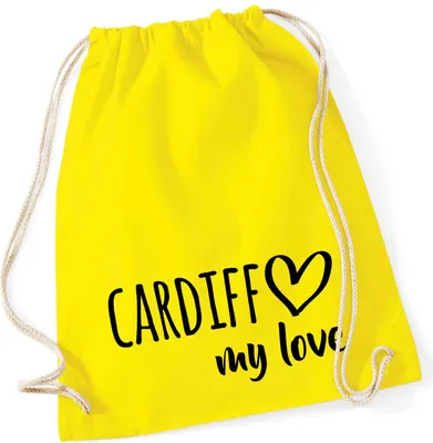 Produktbild von Huuraa Turnbeutel Cardiff my love 12 Liter Yellow Baumwolle Rucksack Geschenkidee