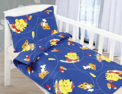 Obrázok produktu pre Detská bavlnená posteľná bielizeň - 90x135 cm, 45x60 - tmavomodrá