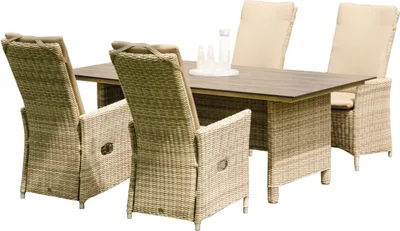 Produktbild von Sonnenpartner Solares 5-teilige Sitzgruppe Base-Polyrattan HPL 160x90 cm white-coral