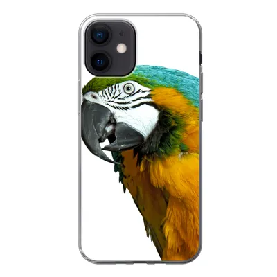 Produktbild von MuchoWow® Handyhülle Schutzhülle Hülle für iPhone 12 Papagei - Vogel - Federn - Porträt Silikon Softcase Handy Hülle - Schutzhülle