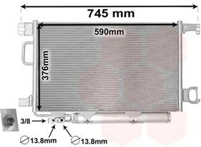 Immagine prodotto di VAN WEZEL 30005435 Condensatore climatizzatore Condensatore climatizzatore adatto per MERCEDES-BENZ Classe C Berlina (W203) + essiccatore