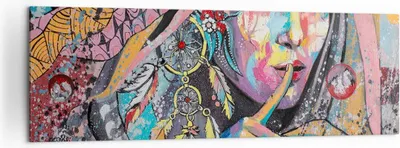Produktbild von Bild auf Leinwand - Leinwandbild - frau folklore - 160x50cm - Wand Bild - Wanddeko - Wandbilder - Leinwanddruck - Bilder - Kunstdruck - Wanddekoration - Leinwand bilder - Wandkunst - AB160x50-3427