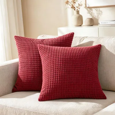 Kissenbezug 2er-Set 45x45 cm Cord-Samt Bordeaux