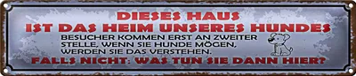 Produktbild von Blechschild Spruch 46x10cm dieses Haus Heim unseres Hundes Dekoration