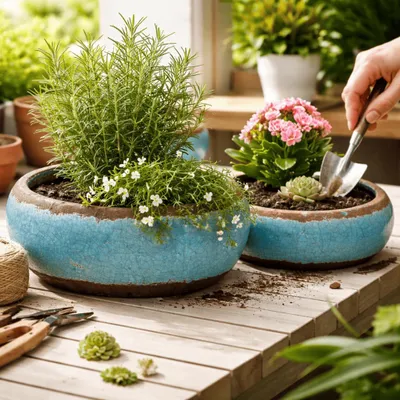 Produktbild von Pflanzkübel 2er Set Blumenkübel Blumentopf Pflanztopf Übertopf Deko Topf Schale