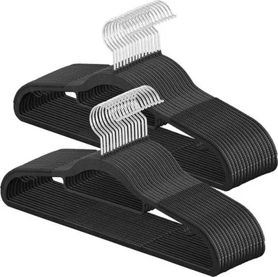 Produktbild von Famanu Kleiderbügel 30 Stück - Antirutsch, platzsparend, 42 cm, 360° drehbar, schwarz