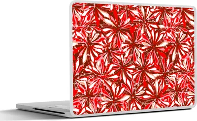 Produktbild von MuchoWow® Laptop Aufkleber Sticker Cover Blüte - Rot - Muster - Blumen 30x21 cm - Sticker für Laptop - Selbstklebend