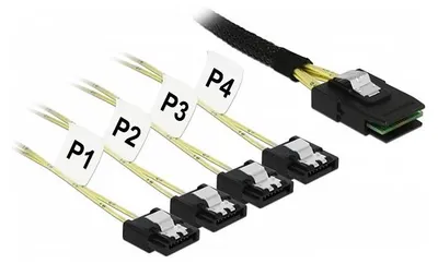 Obrázok produktu pre DeLOCK 85800, Čierna, 0,5 m, Mini SAS SFF-8087, 4x SATA 7pin, Samec, Samica