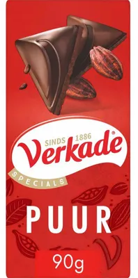 Produktbild von Verkade Intense Puur Schokolade 90g – Dunkle, intensive Schokolade