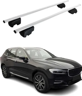Zdjęcie produktu dla Poprzeczne relingi dachowe do Volvo XC60 2017–2021, kolor srebrny, homologacja ABE