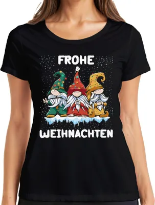 Produktbild von Frohe Weihnachten Gnome Wichtel Schweden - Weihnachten Weihnachtsgeschenk Christmas Damen T-Shirt, Schwarz, M