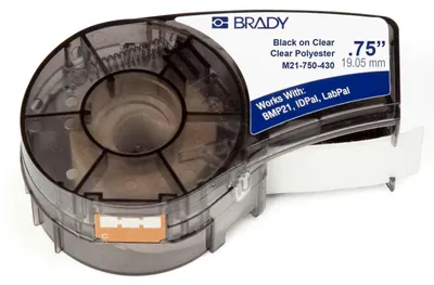 Zdjęcie produktu dla Brady M21-750-430, Przezroczysty, Samoprzylepne etykiety do drukowania, Poliester, Termotransferowy, Akrylowy, Na stałe