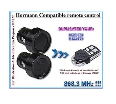 Produktbild von Hormann HSZ1 868/Hormann HSZ2 868 Kompatibel destancia Fernbedienung, 868,3 MHz Fixed Code Klon, 4-canales Ersatz Transmitter. (nicht kompatibel mit den Fernbedienungen destancia BS BiSecur)