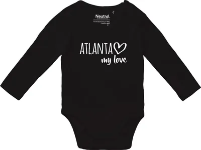Produktbild von Huuraa Baby Body Atlanta my love 68 Black  Baumwolle Fairtrade Langarmbody Geschenkidee