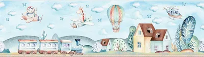 Zdjęcie produktu dla Sanders & Sanders samoprzylepna granica tapety kraina czarów jasnoniebieskim 10 x 500 cm