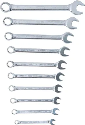 Zdjęcie produktu dla Zestaw kluczy pierścieniowych zakrzywionych, 10 sztuk, 8–22 mm – KS Tools