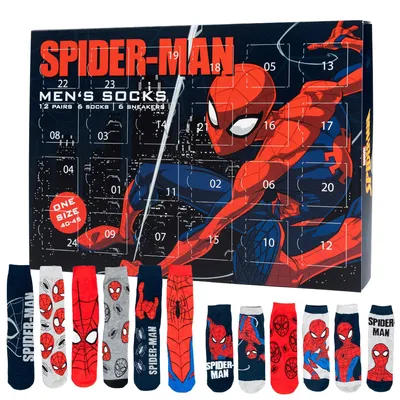 Spiderman Socken Adventskalender 12 Paar Gr. 40-45 Herren
