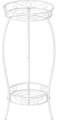 Produktbild von Metall-Pflanzenständer, 69 cm Blumenständer, 2-stöckiger Blumentopfständer, Blumentopfhalter für drinnen und draußen (weiß)