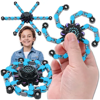 Produktbild von KRUMAD Fidget Spinner 2 in 1, Transformierbarer Roboter, Kompakt 7 cm, Flexibler Finger Spinner für Kinder und Erwachsene, Antistress Spielzeug, Blau