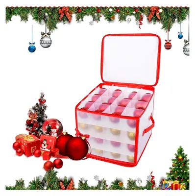 Produktbild von Aufbewahrungsbox für Weihnachtskugeln, Rot, 64 Fächer je 7,5 cm