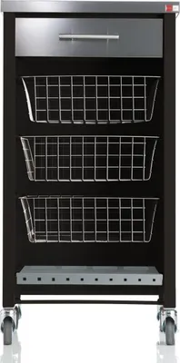 Immagine prodotto di DON HIERRO - Carrello da cucina CHELSEA su rotelle - piano di lavoro in acciaio inox, 3 cestini, cassetto e portabottiglie