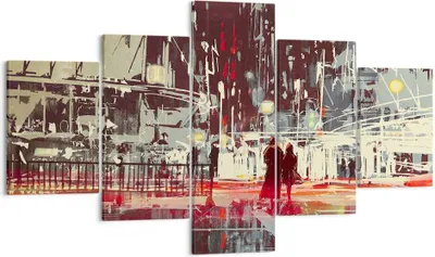 Produktbild von Bild auf Leinwand - Leinwandbild - Stadt Straße Nacht - 125x70cm - Wand Bild - Wanddeko - Leinwanddruck - Bilder - Kunstdruck - Wanddekoration - Leinwand bilder - Wandkunst - EA125x70-3780