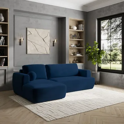 Produktbild von Masseno Ecksofa SENTI K L-S mit Schlaffunktion L-Form, Sofa mit Bettkasten, Wohnzimmersofa, Couch, Soffa, Bettsofa, Couchgarnitur- Blau, KRONOS 09