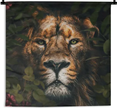 Produktbild von MuchoWow® Wandteppich Wandbehang Löwe - Tiere - Dschungel 150x150 cm Tapisserie Dekoration Wandtuch - Wohnaccessoires - Modernes