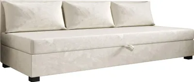 Produktbild von AURA SOFA Boxspringbett ROLAND BIZ 80x195 Komplett-Set mit Bonell Matratze, Polsterbett mit Bettkästen - Hellbeige, MONOLITH 02