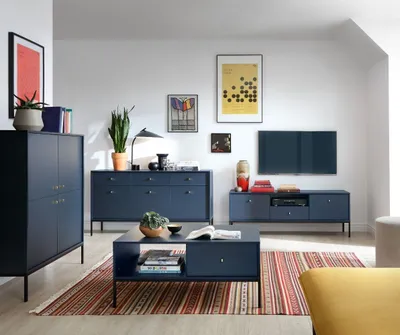 Produktbild von Wohnzimmer-set MONO 3 TV-Schränke MRTV154 +Kommode MK104 + MKSZ154 + Couchtisch Dunkelblau mit Schwarze Rahmen