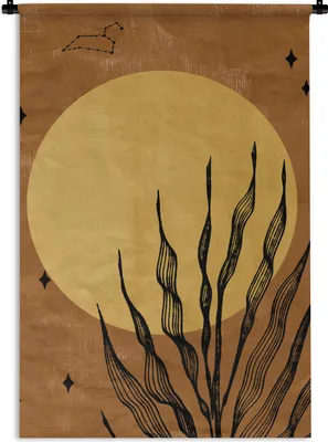 Produktbild von MuchoWow® Wandteppich Wandbehang Pflanzen - Sonne - Vintage - Bohème 90x135 cm Tapisserie Dekoration Wandtuch - Baumwolle - Wandskulptur