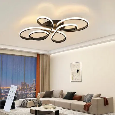 Image de ZMH Plafonnier LED noir dimmable avec télécommande 65W 66CM luminaire créatif moderne pour salon chambre salle à manger bureau