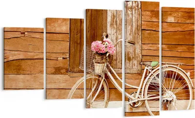 Produktbild von Bild auf Leinwand - Leinwandbild - Fahrrad Blume Korb alt - 100x60cm - Wand Bild - Wanddeko - Leinwanddruck - Bilder - Kunstdruck - Wanddekoration - Leinwand bilder - Wandkunst - EG100x60-2954