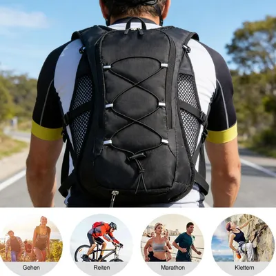 Produktbild von Laufrucksack 10 Liter – Wasserdichter Rucksack – Faltbar – Leicht – Geeignet für Outdoor-Aktivitäten/Wandern – Robustes Material – Laufrucksack
